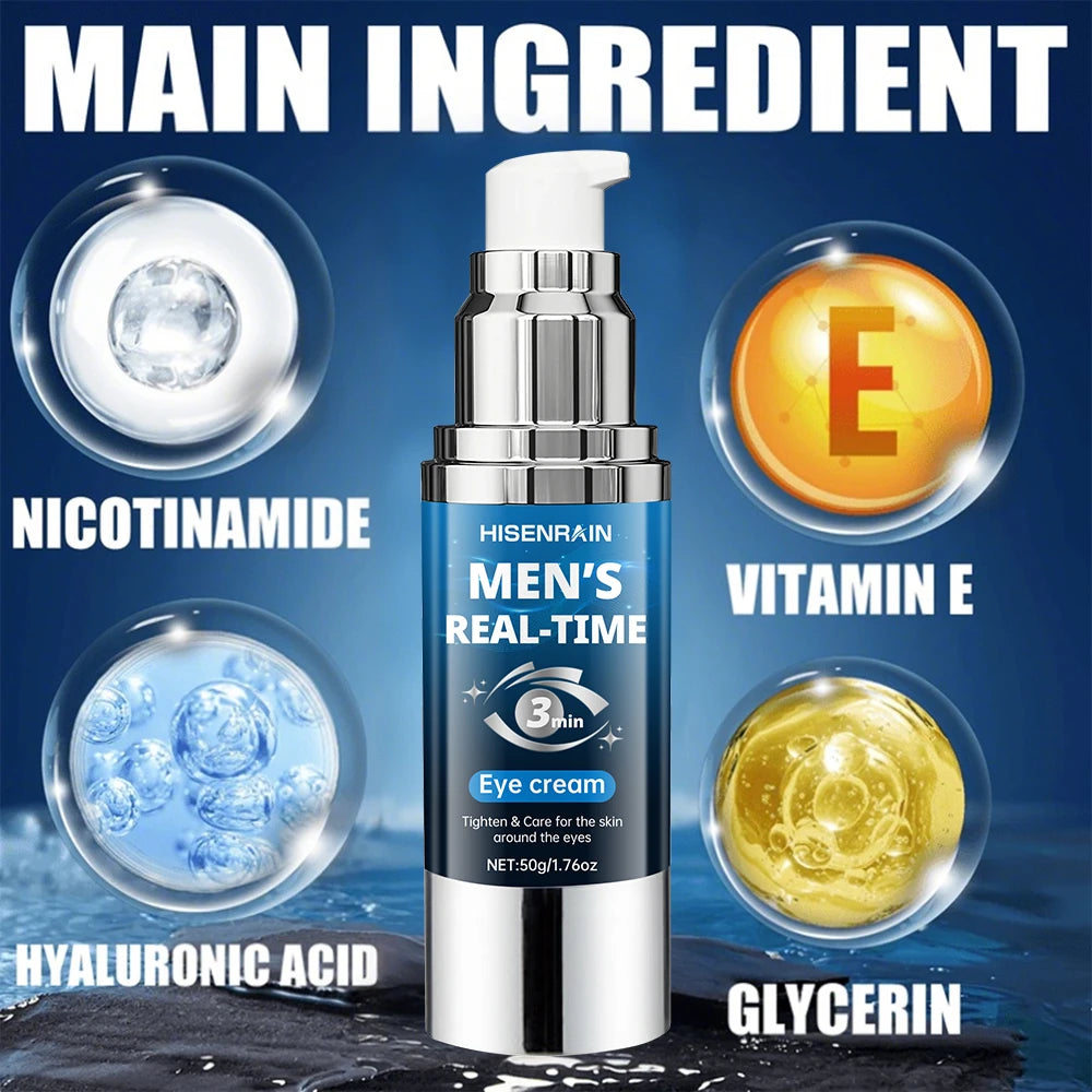 HISENRAIN Men's 3-Second Anti-Aging Eye Cream, Vacuum Pressed Airless Pump Bottle, Dark Circles & Wrinkles Treatment. Peaceful Pleasures Health and Wellness