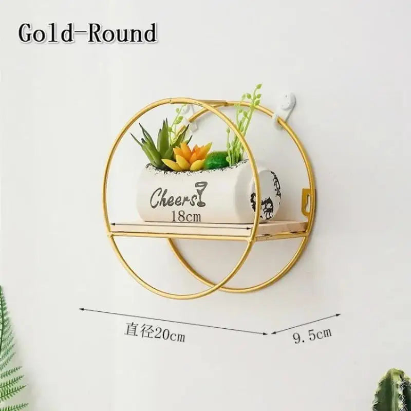Black Gold Nordic Wall Shelf Metal Iron Storage Rack Multi Shape DIY