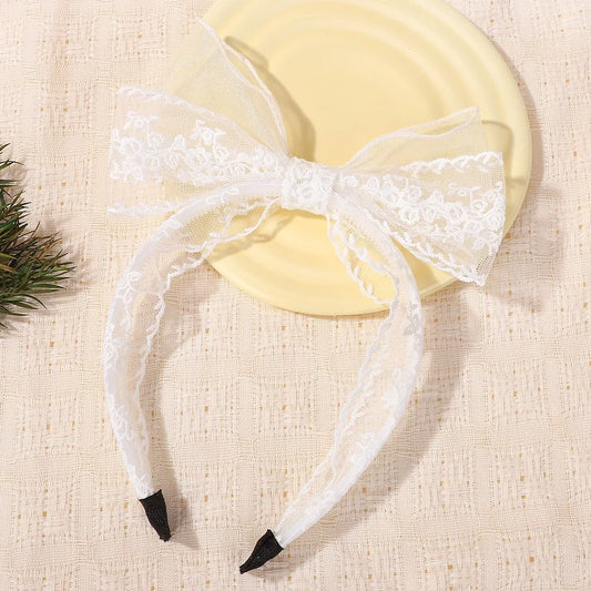 Elegant Lace Bow Headband – Floral Embroidery Non-Slip Lace Bow Headband Oasis Select 2