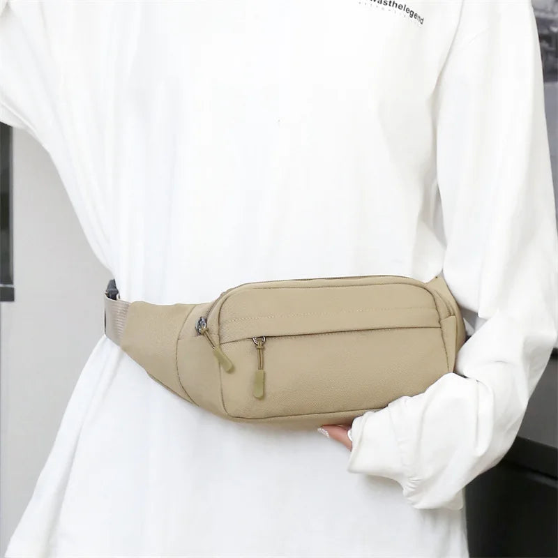 Canvas Fanny Pack Belt Bag – 3 Pockets, Men & Women