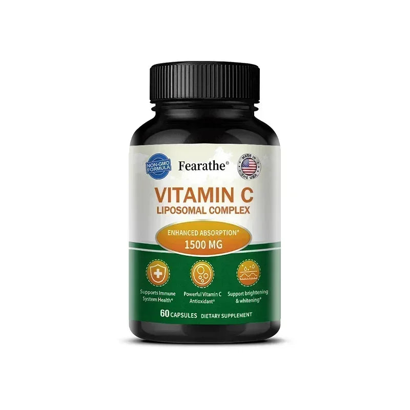 Liposomal Vitamin C Capsules - Powerful Antioxidant, Promotes Collagen Production, Skin Glow, Supports Heart, Immune Health Peaceful Pleasures Health and Wellness 60 count-1 bottle