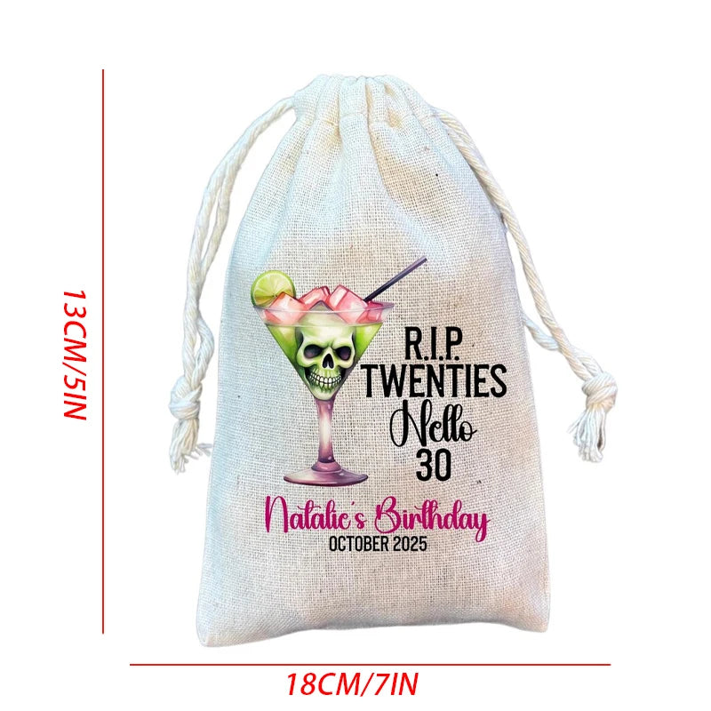 Personalized Halloween Birthday Hangover Kit Bags | RIP 30 40 50 60 Party Favor Bags Peaceful Pleasures Health and Wellness