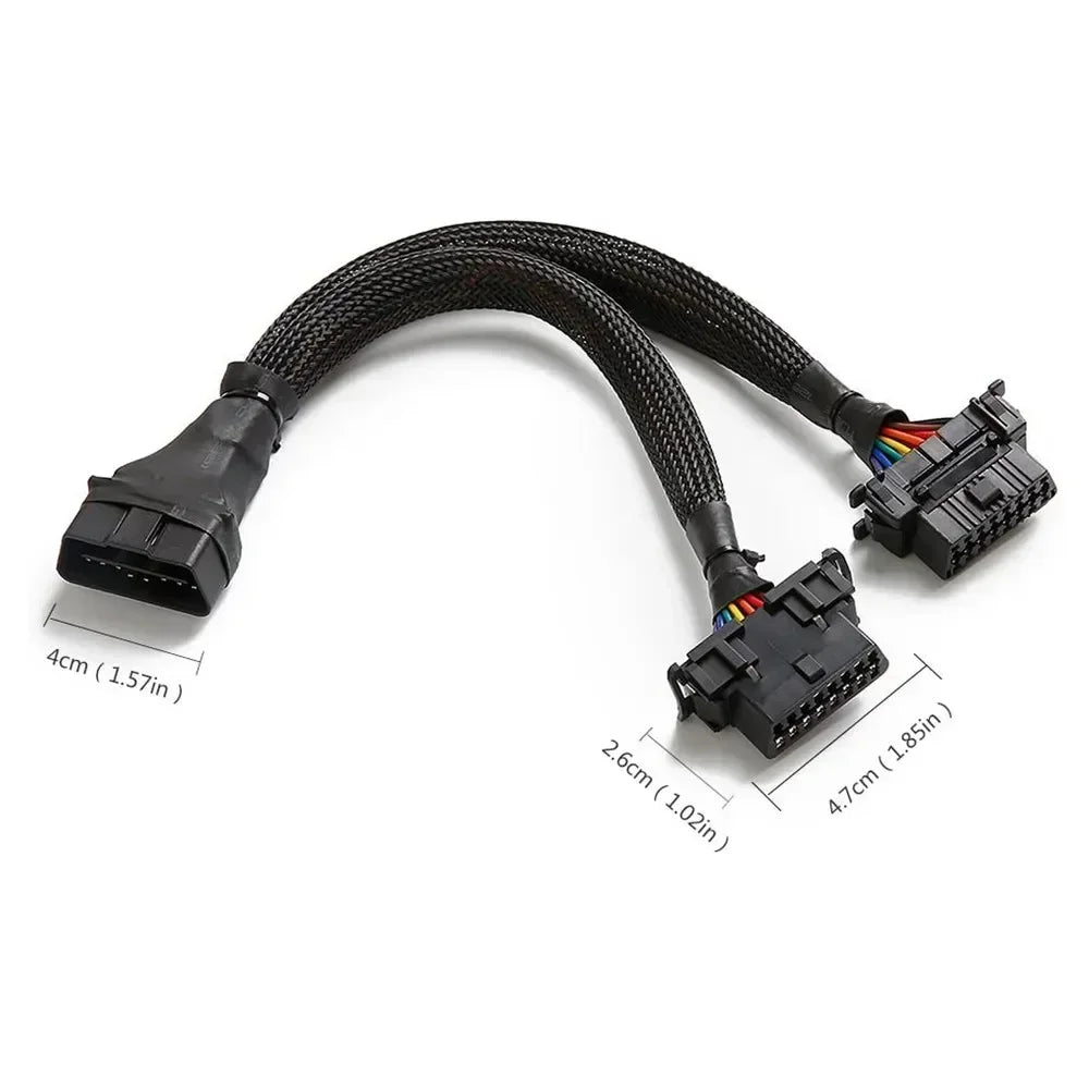 OBD2 Splitter 16 Pin OBD II Splitter Extension 1x Male and 2X Female Extension 30cm Car Code Readers OBD Adapter Cable Peaceful Pleasures Health and Wellness