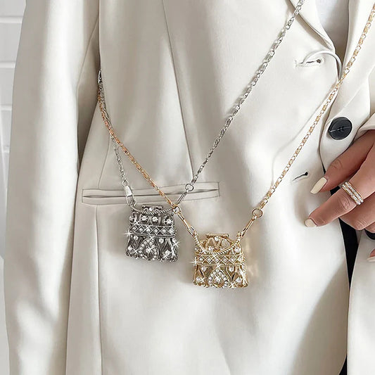 Rhinestone Mini Chain Bag – Gold & Silver Crossbody Purse Mini Crossbody Bag Oasis Select