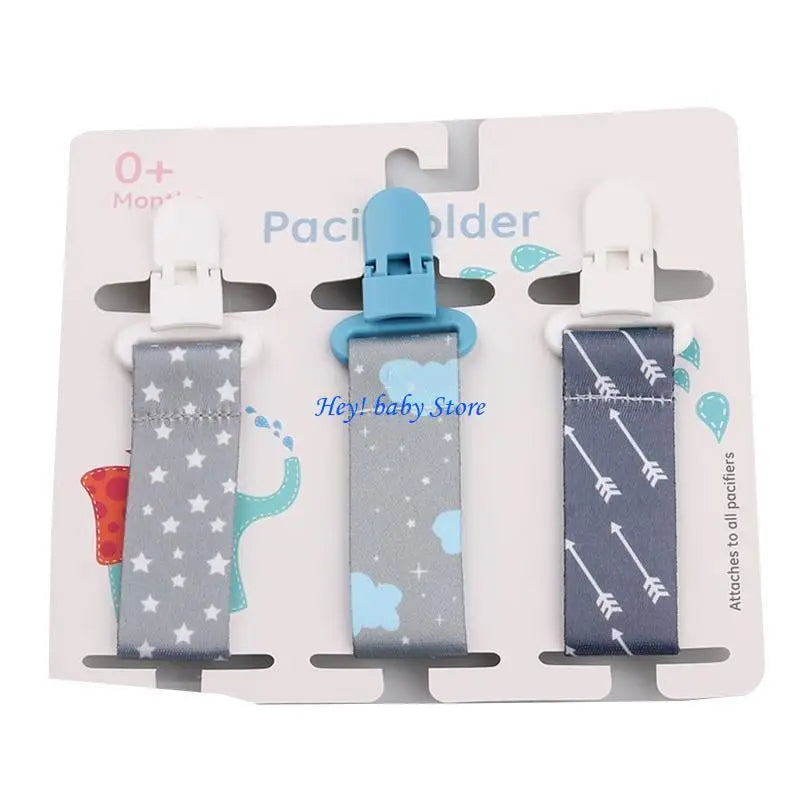 Cartoon Baby Pacifier Clips 3-Pack | Soother Holder Chain