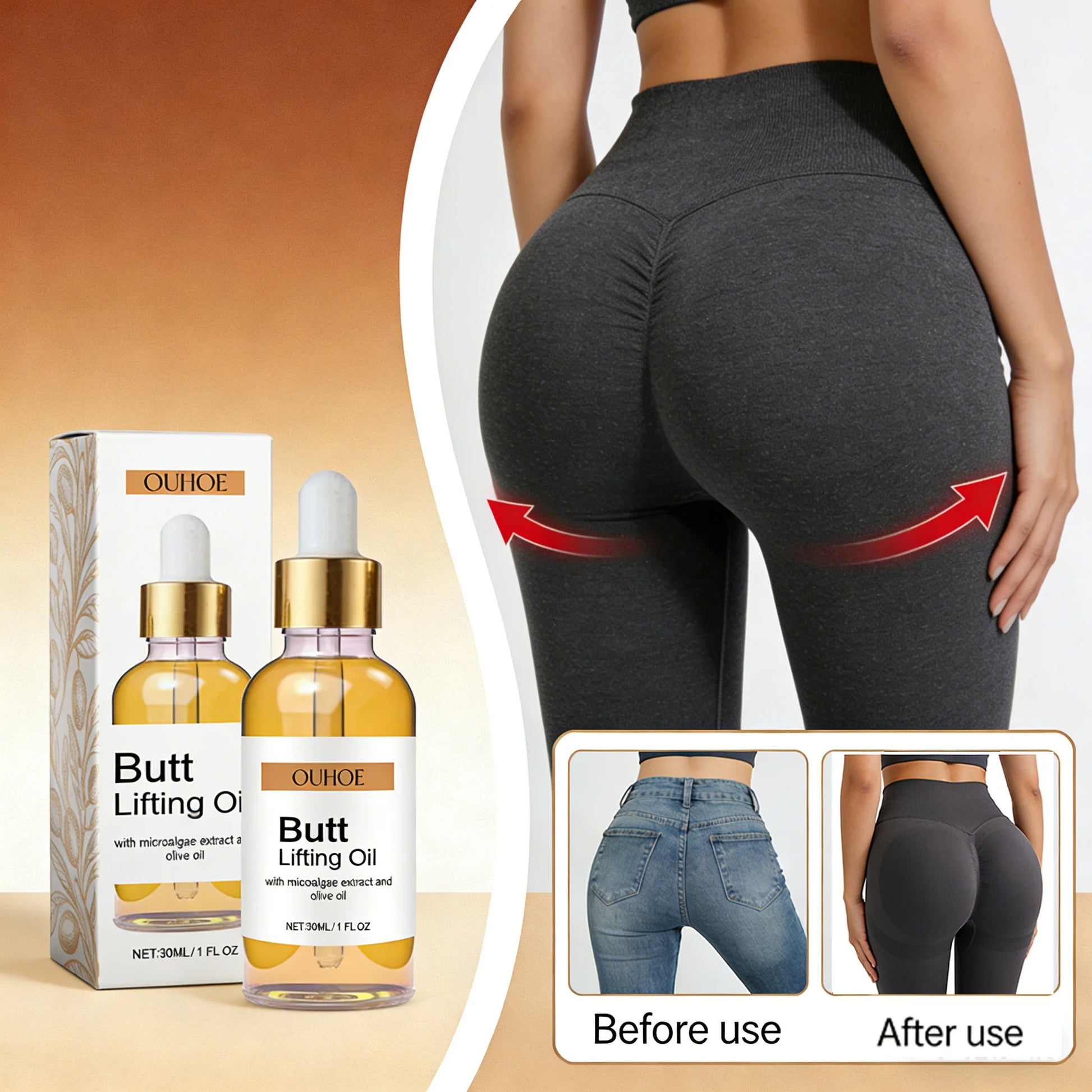 Buttock Enlargement Oil Hip Lifting Growth Firming Nourishing Moisturize Skin Tighten Pores Enhance Elasticity Body Massage Care Peaceful Pleasures Health and Wellness