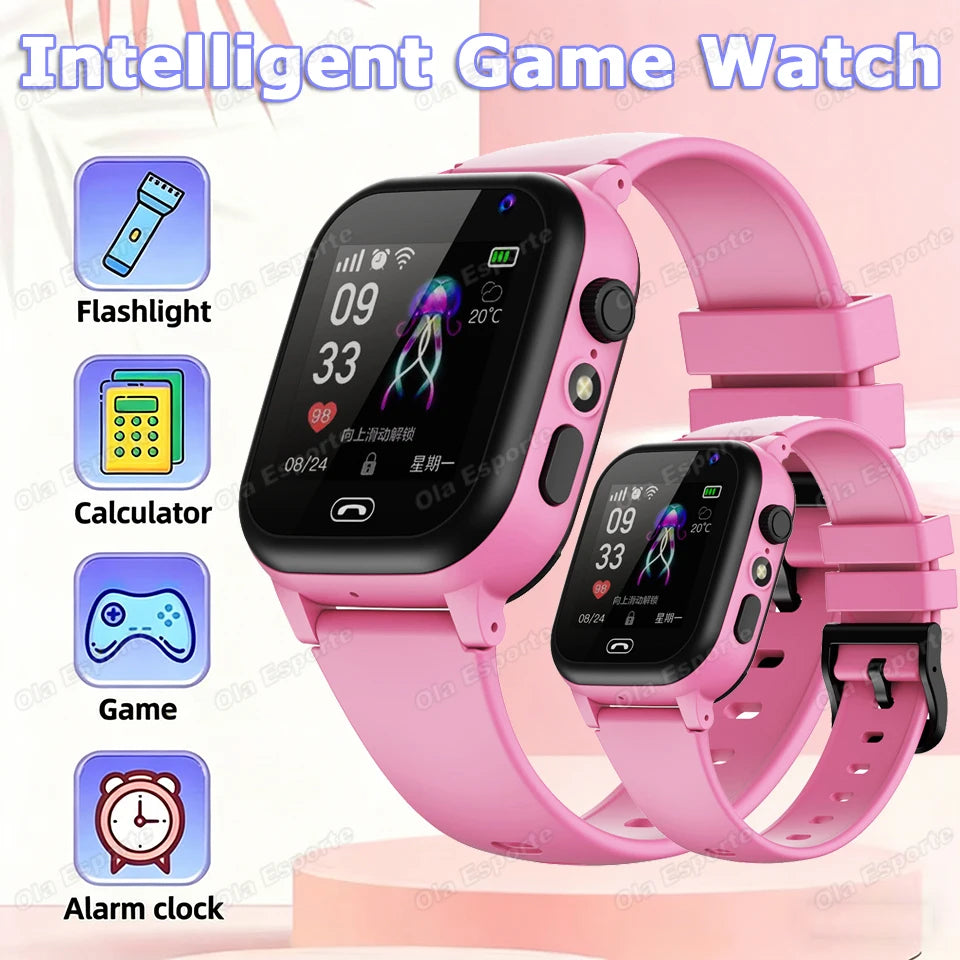 Children's Smartwatch Boy and girl HD Call LED Flashlight SOS LBS Location Waterproof GPS Alarm Clock Step Count Smart WatchHT30 Peaceful Pleasures Health and Wellness 2Pk