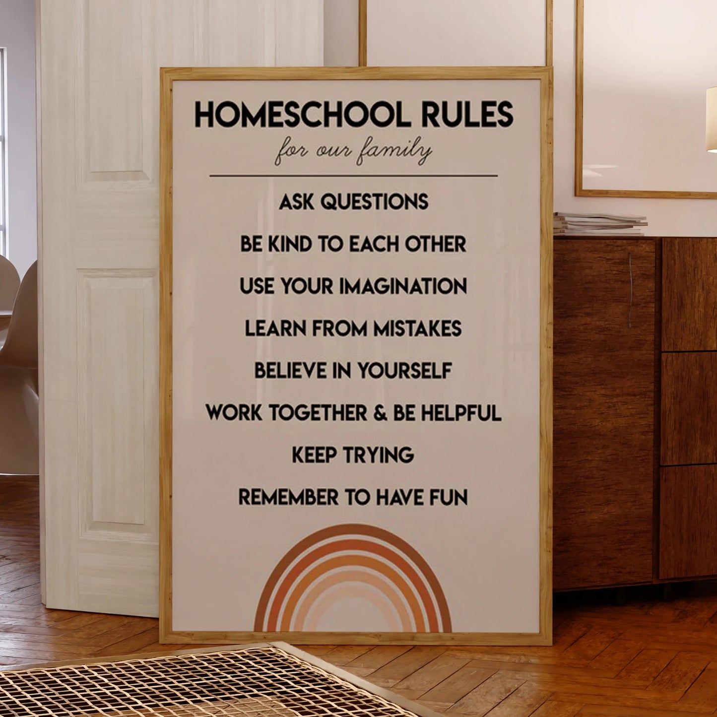 Homeschool Rules Canvas Wall Art | Ask Questions Quote Print