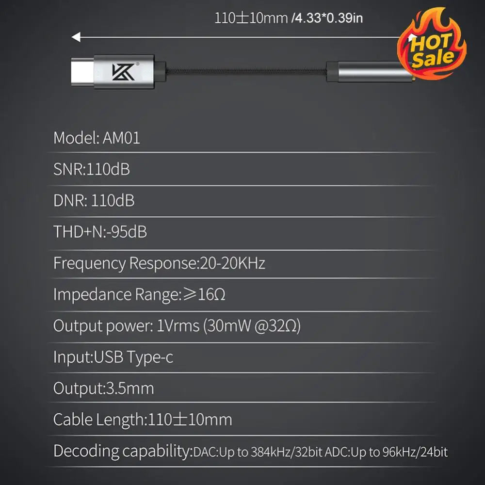 USB-C to 3.5mm DAC Adapter 32bit/384kHz Hi-Fi Audio Dongle