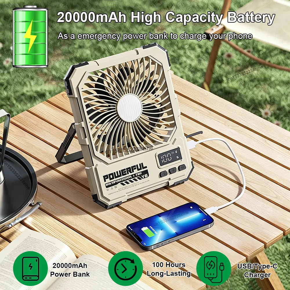 20000mAh Desktop Fan Rechargeable Wireless Tent Camping Ceiling Fan Foldable Desk Fan Air Circulator with Light Remote Control Peaceful Pleasures Health and Wellness