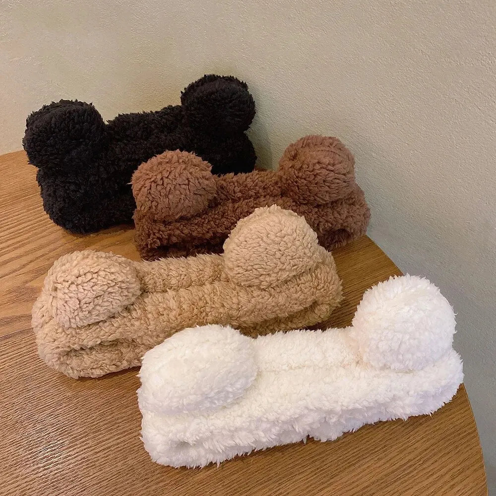Cute Bear Hair Band Women's Face Wash Facial Mask Makeup Headwear Plush Hair Band Anti Slip Hair Band Hair Hccessories Peaceful Pleasures Health and Wellness