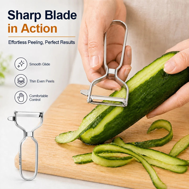 Professional Multi-Functional Y Stainless Steel Peeler, 90° Swivel Blade Vegetable Fruit Peeler for Kitchen, Easy to Clean Tools Peaceful Pleasures Health and Wellness