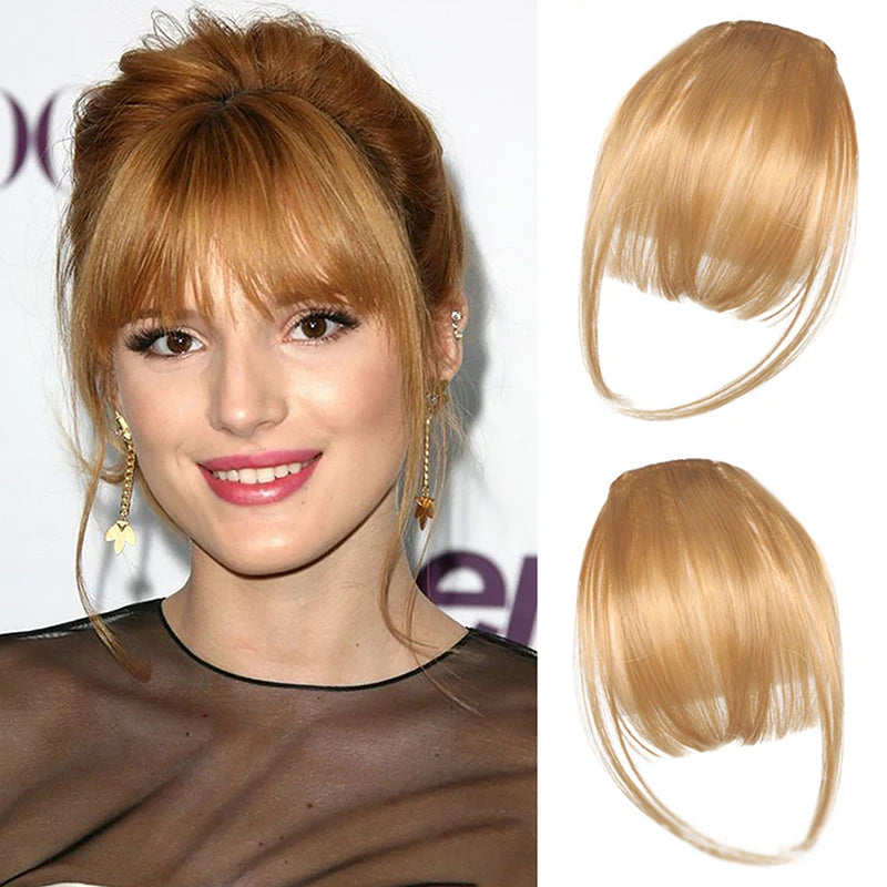 Synthetic Fake Air Bangs Natural Hair Extension Front Fringes Hairpiece Black Brown Clip In Bangs Double Sideburns Hair Styling Peaceful Pleasures Health and Wellness 7