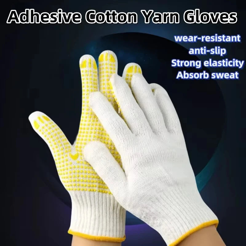 1/3/5 Pairs Work Gloves With Anti Slip Grip, PVC Dots Safety Cotton Protection ,For Painter, Mechanic Industrial Construction Peaceful Pleasures Health and Wellness