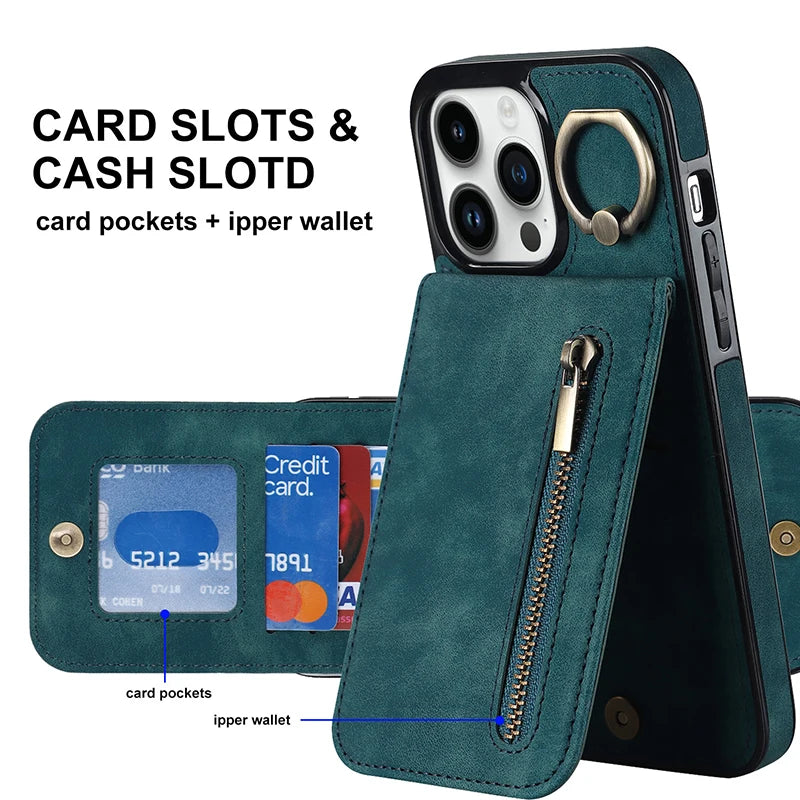 case for iphone 15 pro max with pocket for iphone magsafe card case for iphone 16 pro leather case credit cards storage wallet Peaceful Pleasures Health and Wellness Green iPhone17 Pro Max