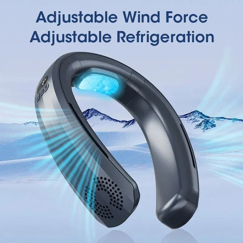 Bladeless Portable Neck Fan 4000mAh USB Rechargeable Wireless Silent 3 Speed Hanging for Travel Office Outdoor Peaceful Pleasures Health and Wellness