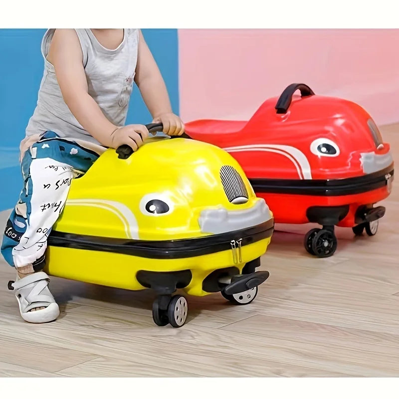 20-Inch Cartoon Car Kids' Pull-Along Suitcase with Spinner Wheels, 88.18LB Capacity, ABS PC Shell, Iron Handle, Zipper Closure Peaceful Pleasures Health and Wellness