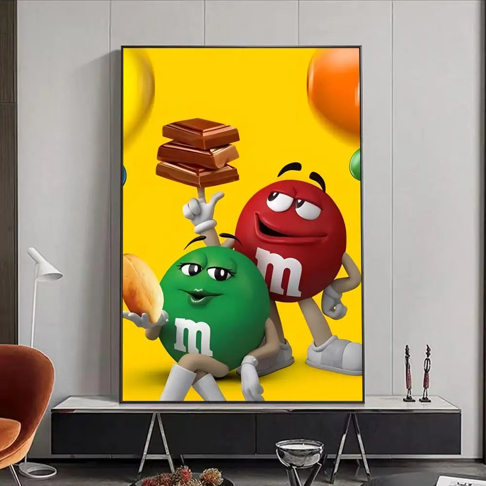 M&M's Candy HD Wall Art Poster – Self-Adhesive Waterproof PVC Wall Art Poster Peaceful Pleasures Health and Wellness Black2 15X20cmNoframe
