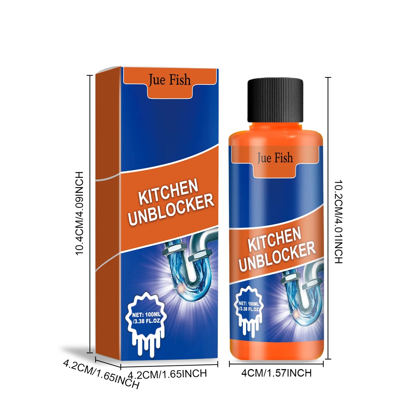 Jue-Fish 100ml Powerful Drain Unblocker | Sink, Pipe & Toilet