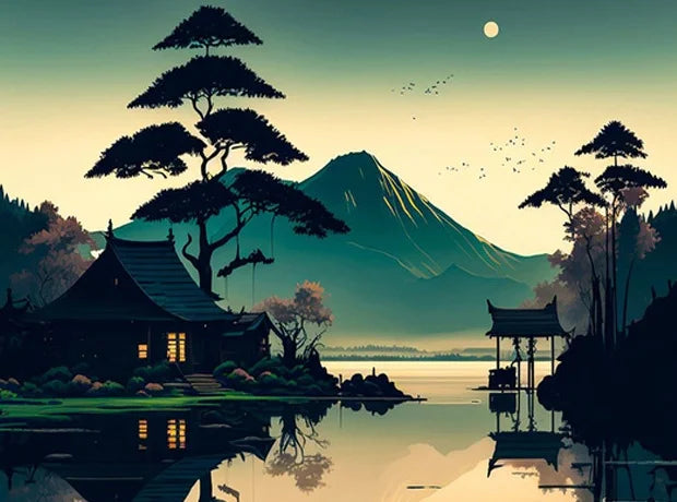 RUOPOTY Painting By Numbers For Starter Kit Thick colored Chinese style landscape architecture For Home Decoration Peaceful Pleasures Health and Wellness 9945637 30x40cm Unframed