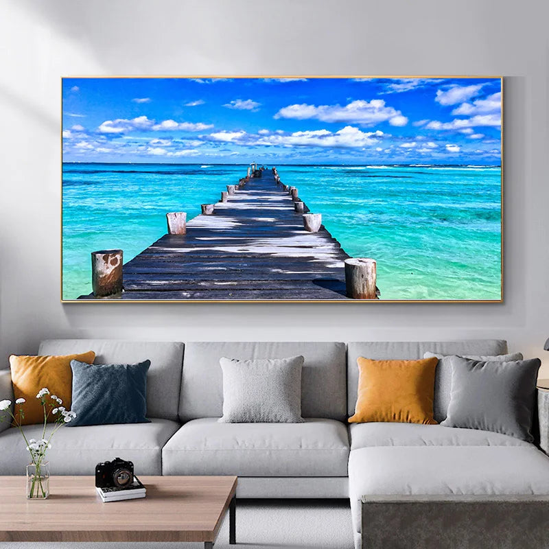 Sunset Beach Large Canvas Wall Art | Landscape Poster No Frame