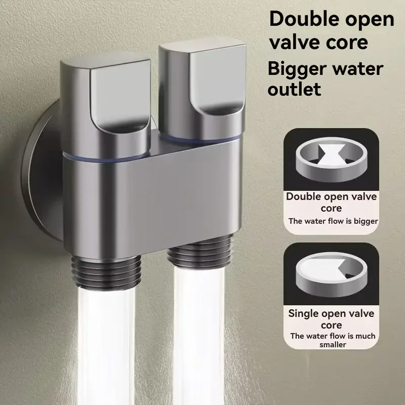 Stainless Steel G1/2 Double Outlet Angle Valve | Bathroom Faucet