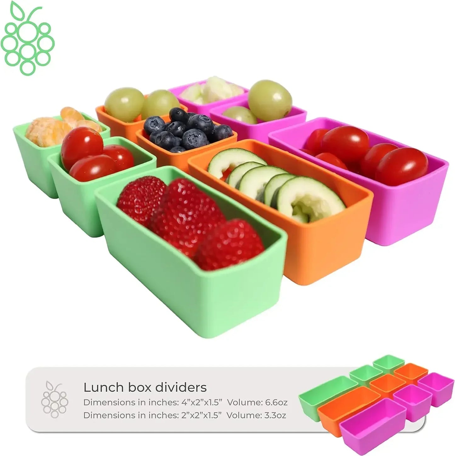 Reusable Silicone Bento Box Divider Cups – 1-6 Pack
