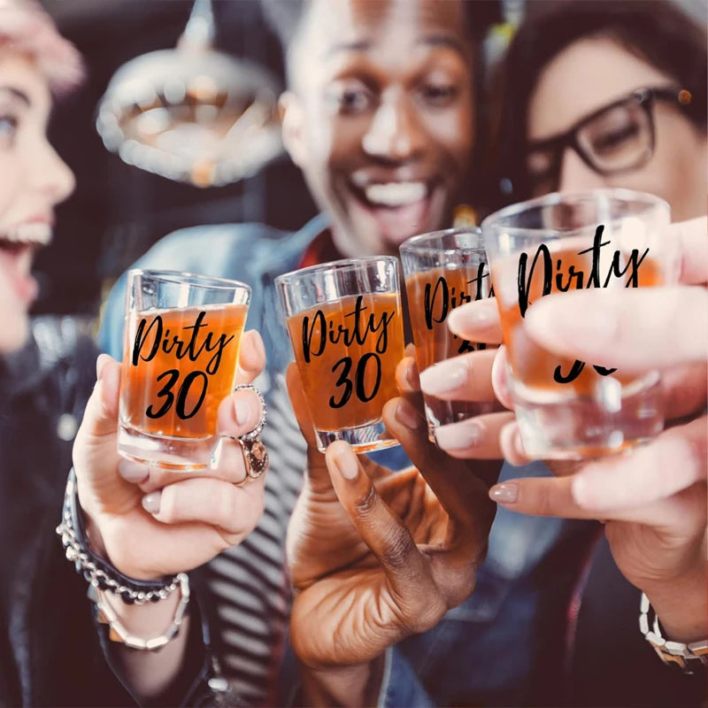 30th Birthday Shot Glasses Set of 2 – RIP 20s Dirty 30 Gift
