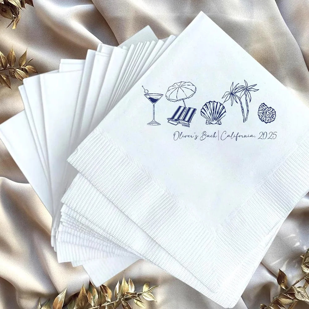 Last Toast on the Coast Custom Napkins | 20Pcs Bachelorette Custom Party Napkins Peaceful Pleasures Health and Wellness