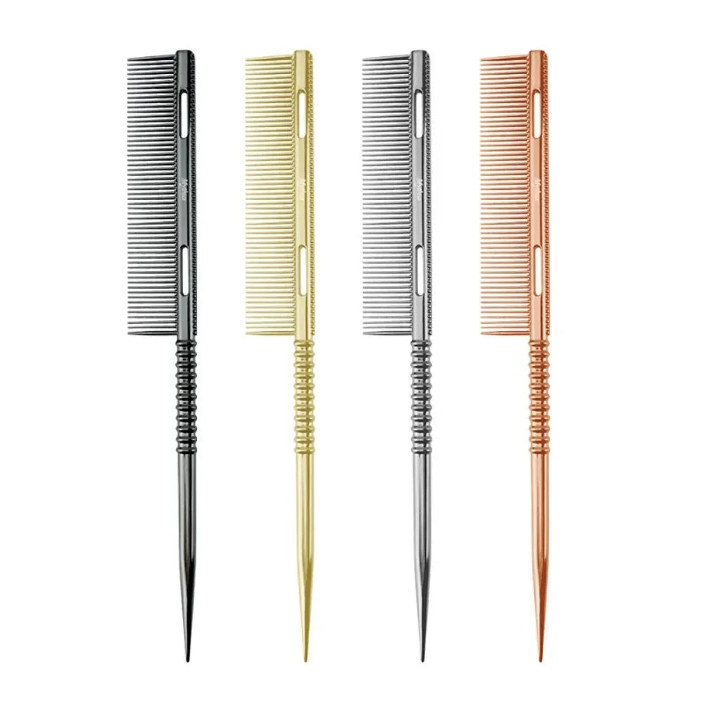 Aluminium Rat Tail Fine Tooth Comb | Barber Salon Styling Rat Tail Hair Comb Peaceful Pleasures Health and Wellness