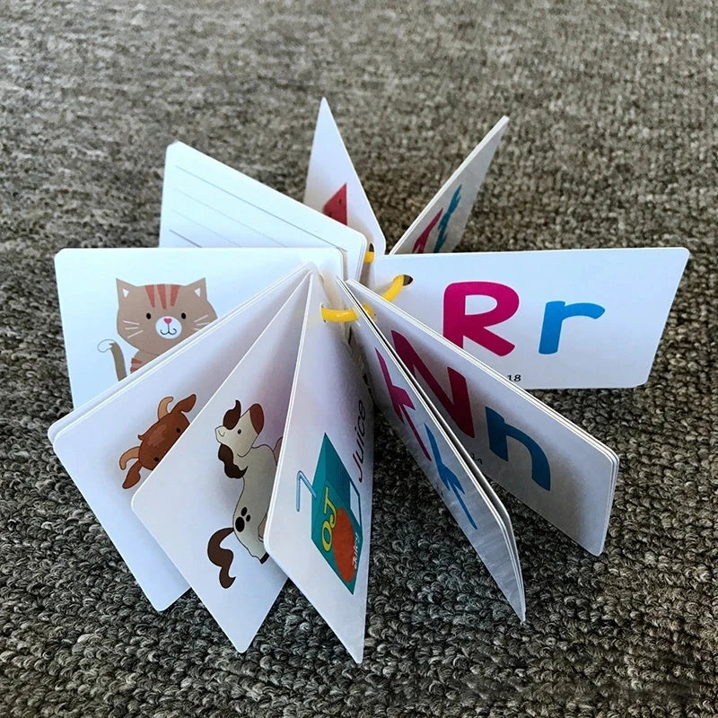 Wipe-able Alphabet Fun Cards Toy, Early Learning Educational Uppercase Lowercase Letters Gift For Kids, Spelling Animal Cartoon Peaceful Pleasures Health and Wellness