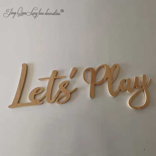 Let's PLAY Wall Sign - Children's Playroom Decor - Bedroom, Nursery Interior Wall Art Design Peaceful Pleasures Health and Wellness grey