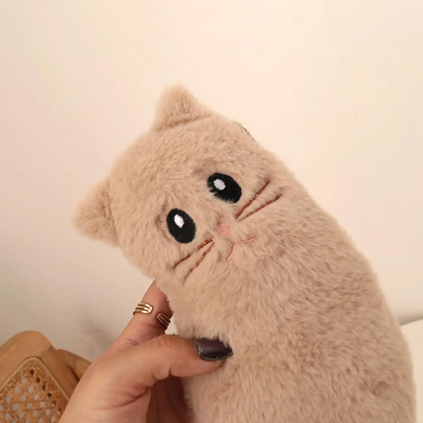 Cute Plush Cat Pencil Case – 3D Animal Pen Pouch for Kids