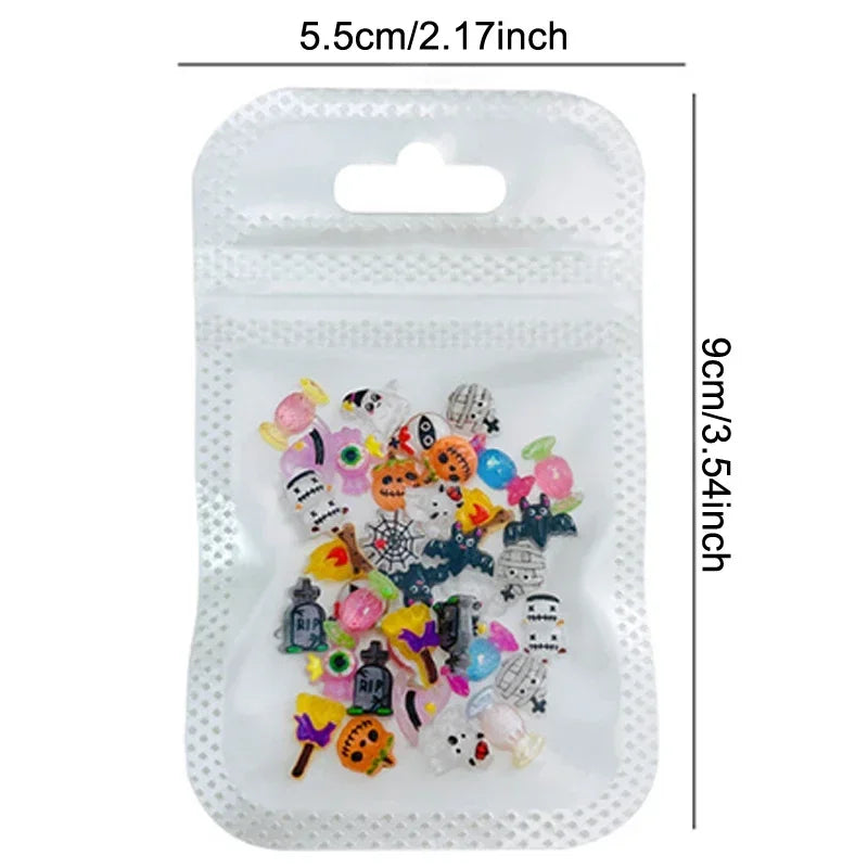30pcs Halloween Nail Art Charm 3D Kawaii Pumpkin Ghost Halloween Resin Decorations Cartoon Clown Mini Figurines Resin Nail DIY Peaceful Pleasures Health and Wellness