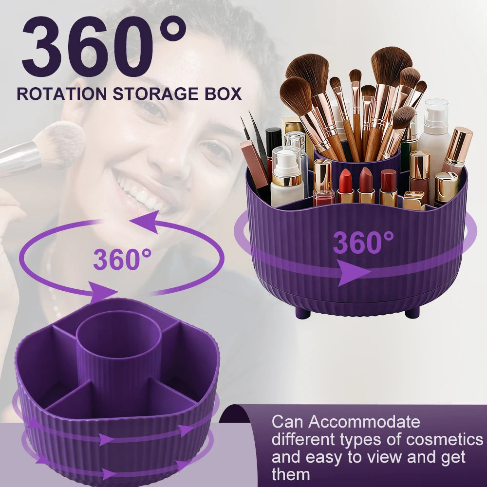 Rotating Makeup Organizer – Desktop Storage for Brushes & Beauty