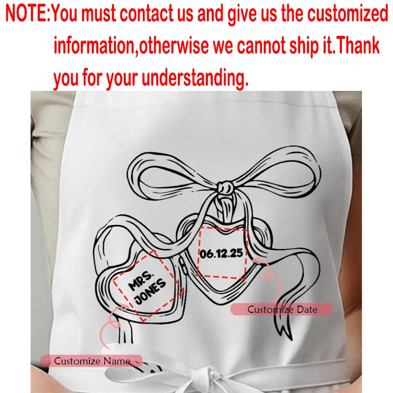 Personalized Matching Couple Aprons – Custom Wedding Gift Set Personalized Couple Aprons Peaceful Pleasures Health and Wellness custom white 75x65cm