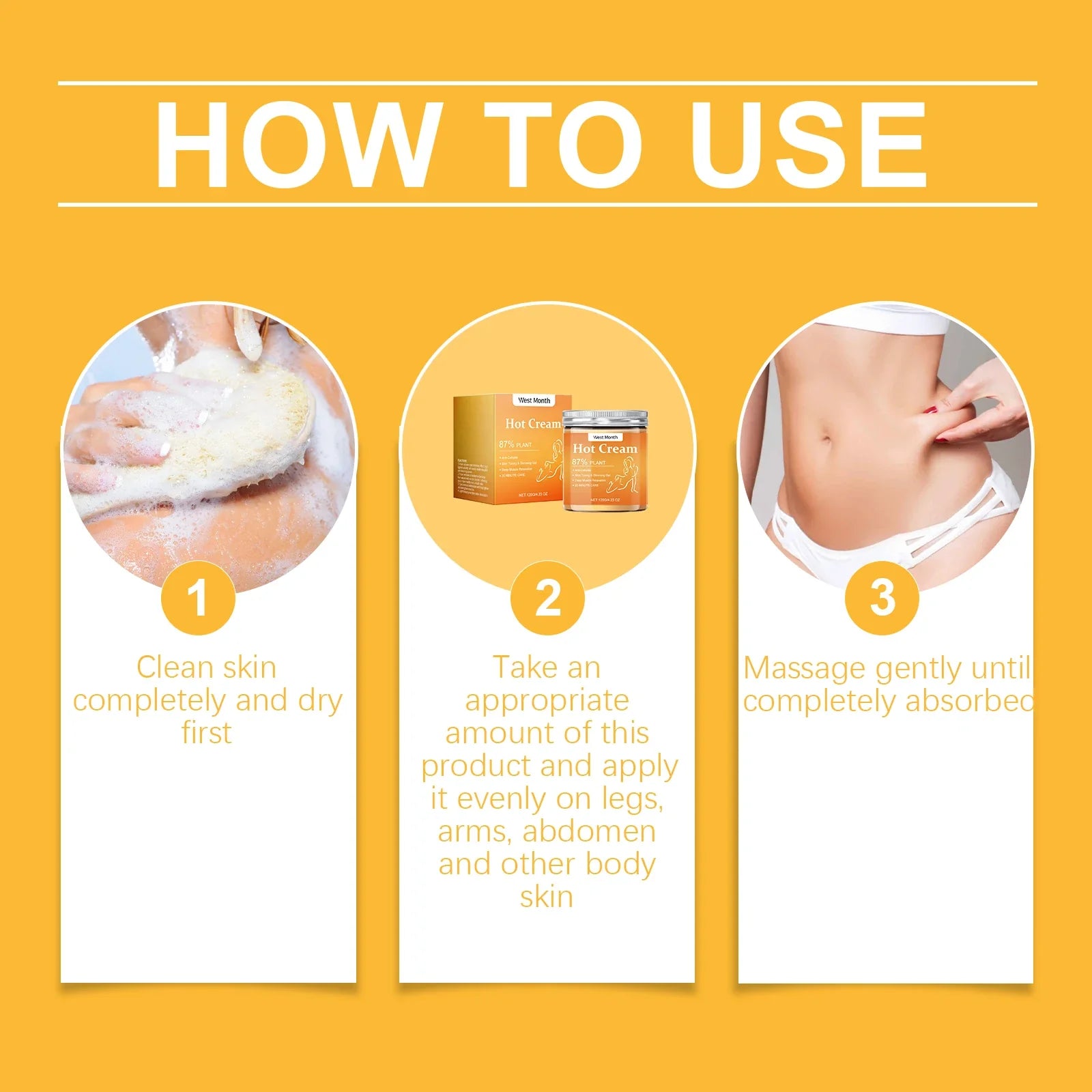 WEST MONTH Body Firming Hot Cream – Sculpting & Toning 120g Body Slimming Cream Oasis Select