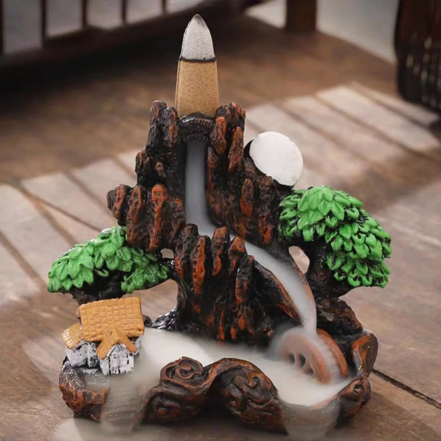 Resin Ceramic Backflow Incense Burners Home Decor Diffuser with Unique Smoke Downward Flow Design for Living Room Bedroom Peaceful Pleasures Health and Wellness