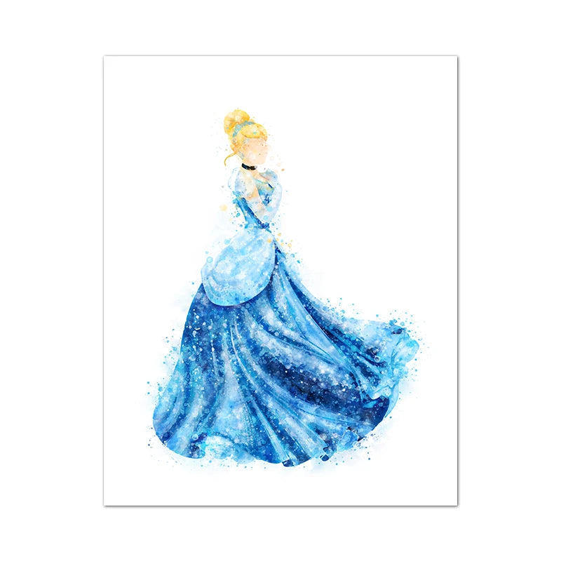 Watercolor Princess Castle Canvas Print | Girls Nursery Wall Art