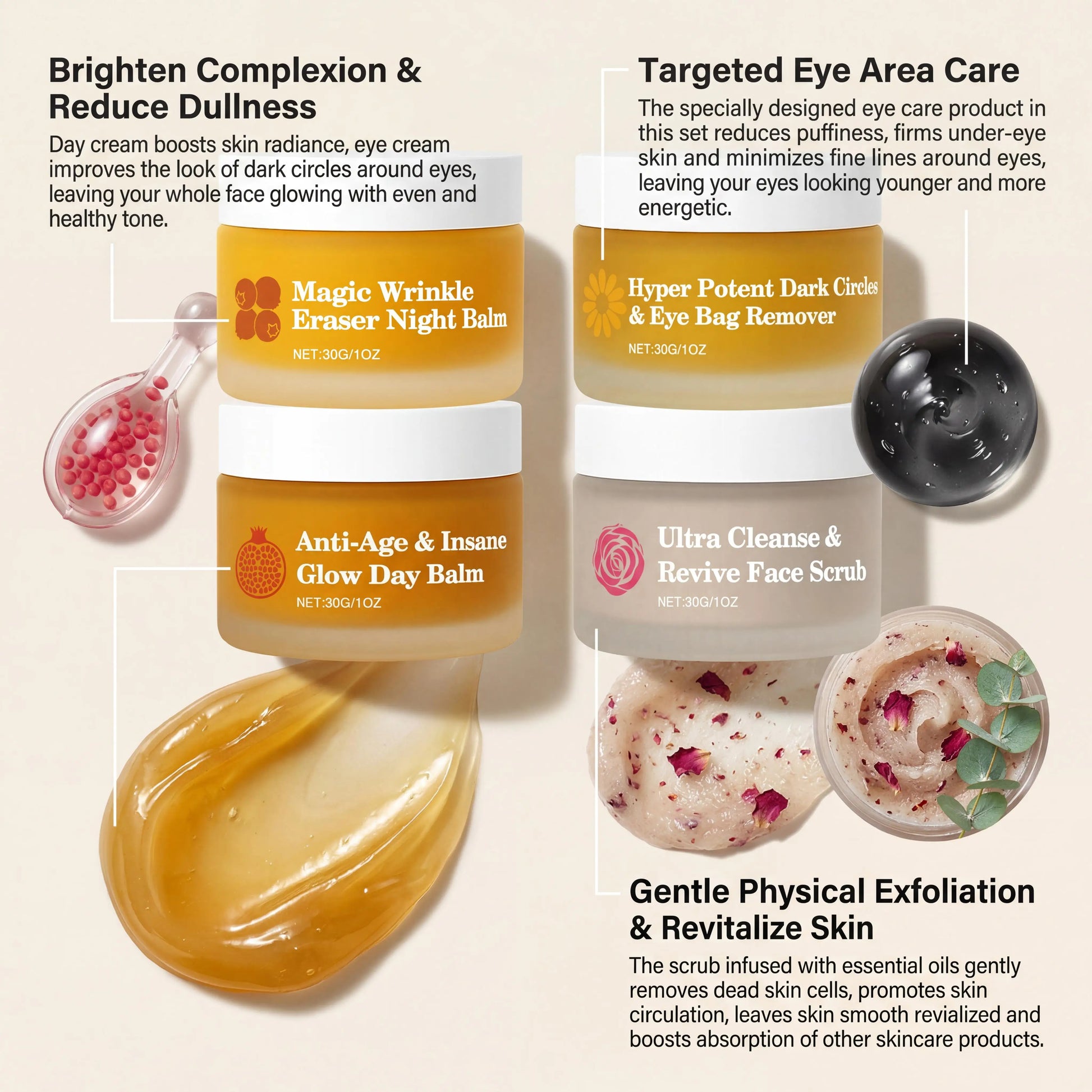 Day Night Skincare Set Moisturizing Repair Skin Barrier Brightening Facial Skins Multi Functional Skincare Eye Face Care Combov Peaceful Pleasures Health and Wellness