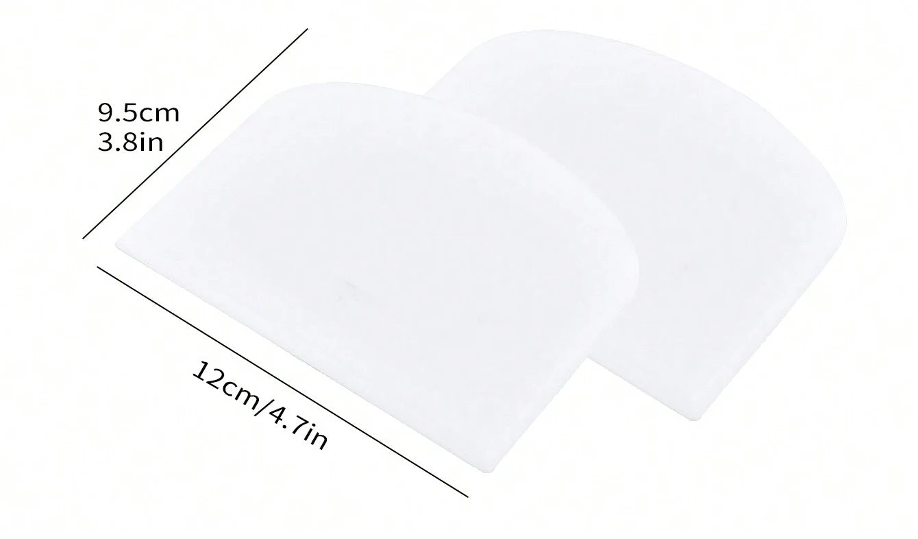 2pcs Dough Scraper Bowl Food-safe Plastic Dough Cutter Flexible Bench Multipurpose Food Scrappers for Bread Dough Peaceful Pleasures Health and Wellness 2pcs white