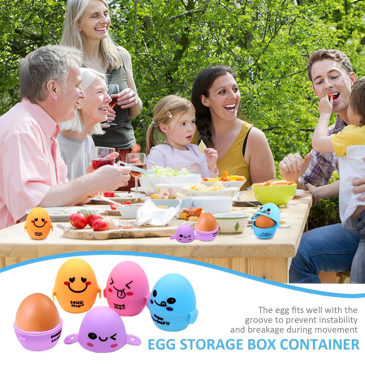 Portable Cartoon Egg Holder Box – Travel & Outdoor Egg Organizer