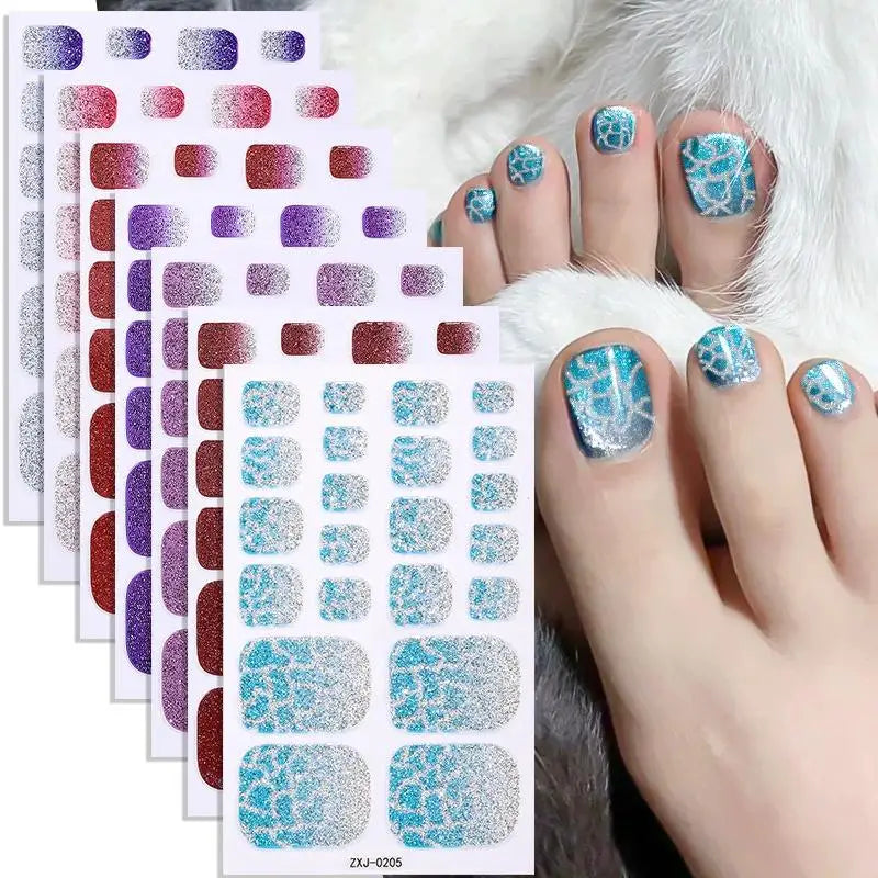 Glitter Toenail Polish Strips – Self-Adhesive Nail Wraps Nail Care Peaceful Pleasures Health and Wellness