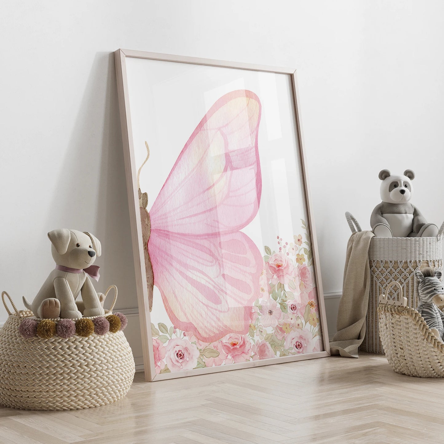 Personalized Pink Butterfly Canvas Wall Art | 3-Piece Name Print