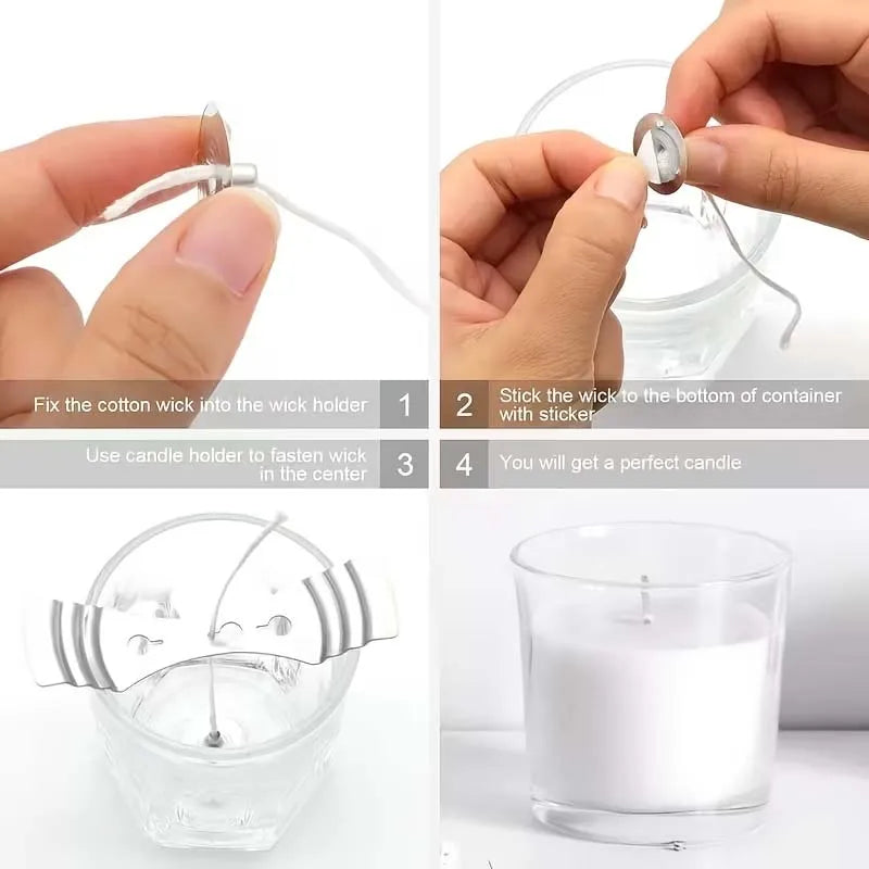 DIY Candle Making Kit – Cotton Wick, 100 Sustainer Tabs & Holders