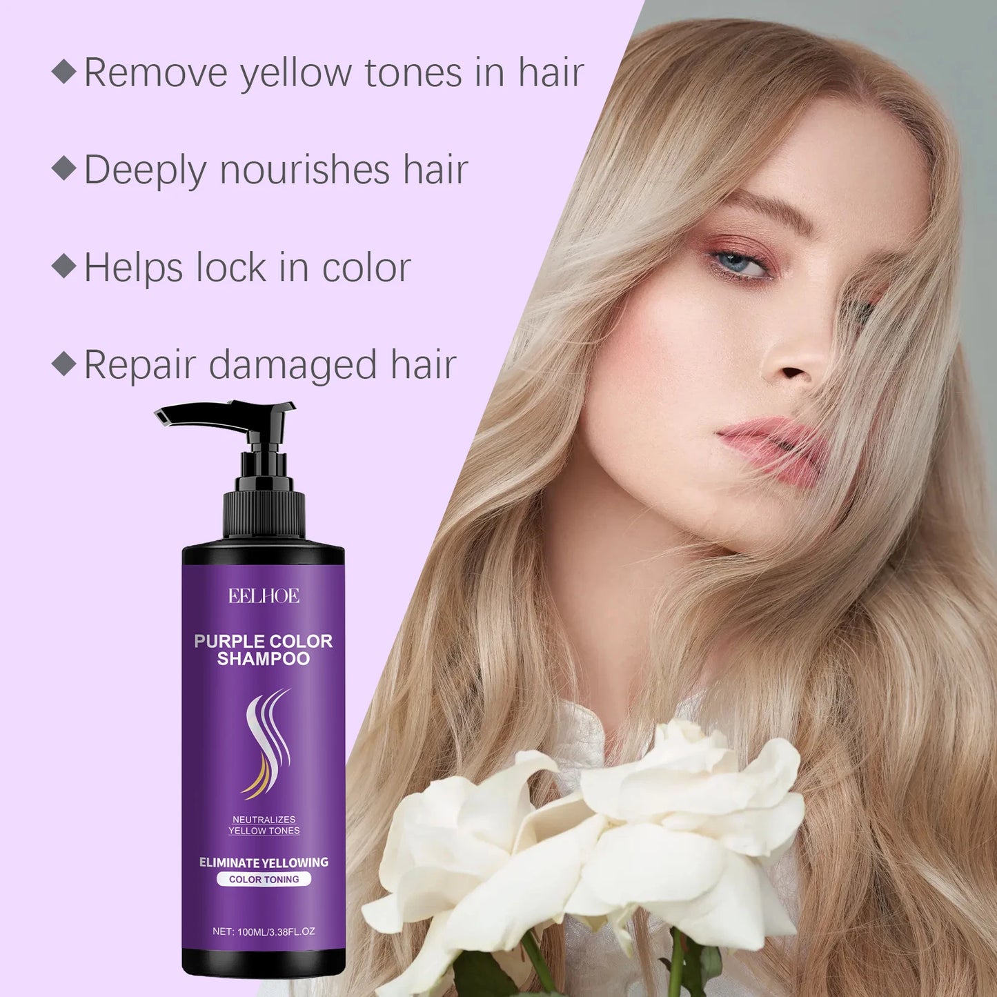 Eelhoe Purple Shampoo – Anti-Brass Toning for Blonde & Gray