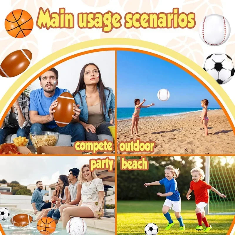 Inflatable Sports Balls Set – Football Basketball Baseball Party
