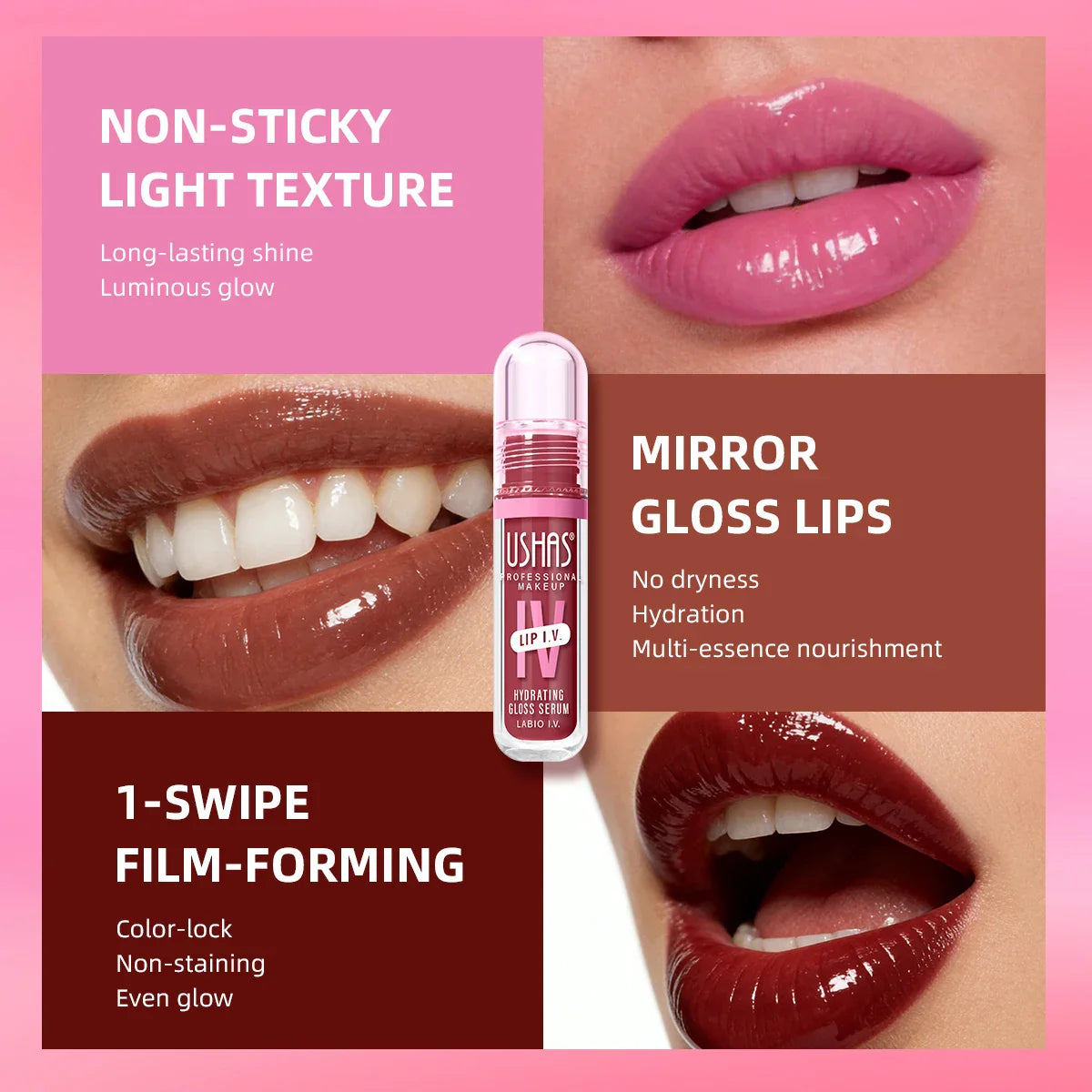 USHAS Hydrating Lip Gloss – Mirror Finish & Long-Lasting Color