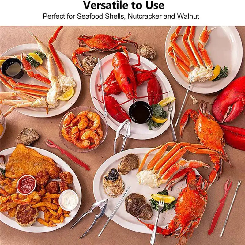 A36T-Crab Crackers And Tools, Lobster - 4 Crab Leg Crackers And 8 Crab Leg Forks Sturdy & Durable & Rustproof &Reusable Peaceful Pleasures Health and Wellness