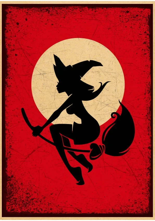 Kitchen Witch Retro Canvas Wall Art Poster | Vintage Brew Print